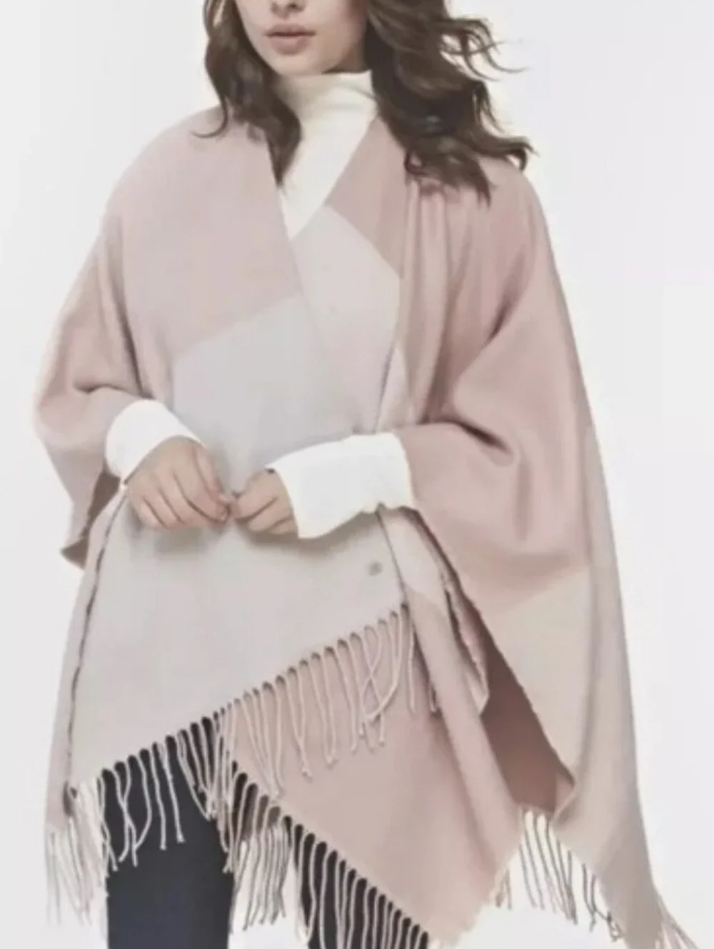 Soia & Kyo Blush Cream Ivory Soft Woven Knit Wrap Fringe NWT One Size Fits Most